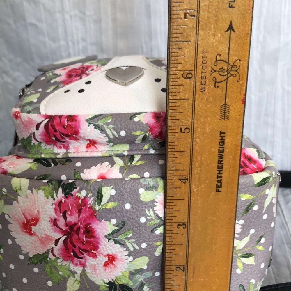 BETSEY JOHNSON  French Bull dog roses pattern mini backpack w/shoulder straps - Picture 14 of 15